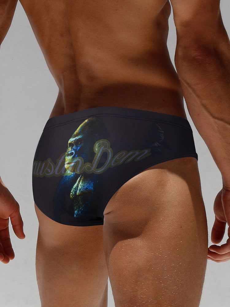 Men's Seamless Comfort Low-Rise Fashionable Graphic Swim Briefs | dmunderwear detail image 4