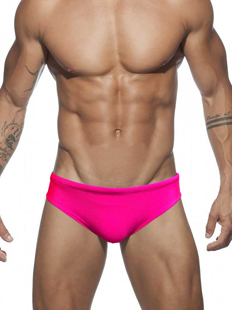 Men's Seamless Comfort Sexy Solid Color Full Coverage Swim Briefs | dmunderwear detail image 6