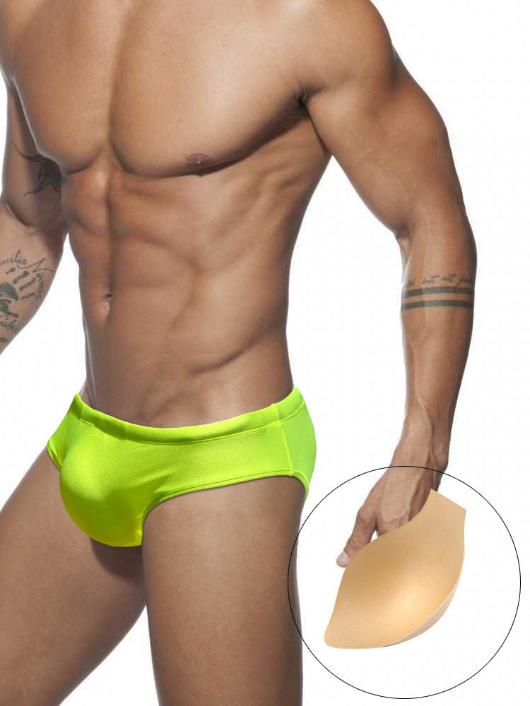 Men's Seamless Comfort Solid Color Shiny Swim Briefs | dmunderwear detail image 11