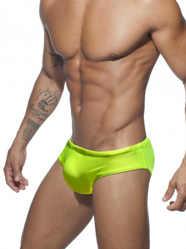 Men's Seamless Comfort Solid Color Shiny Swim Briefs | dmunderwear detail image 12