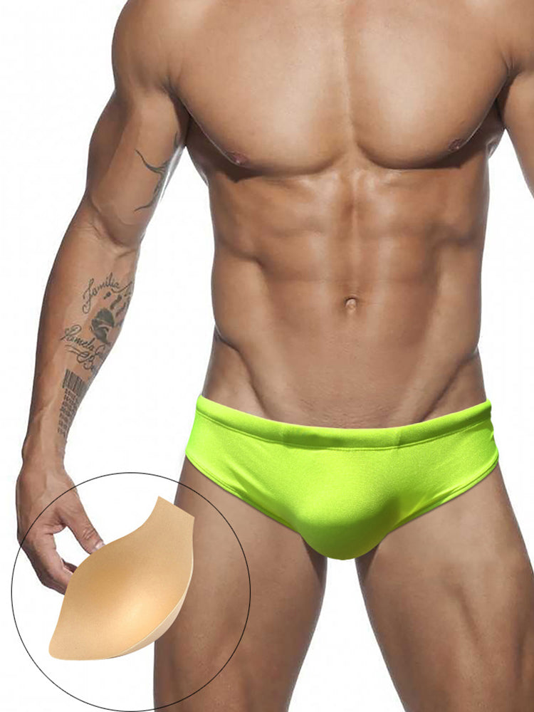 Men's Seamless Comfort Solid Color Shiny Swim Briefs | dmunderwear detail image 14