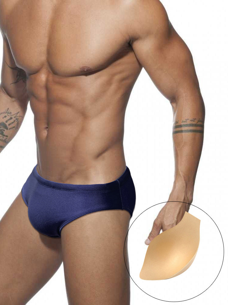 Men's Seamless Comfort Solid Color Shiny Swim Briefs | dmunderwear detail image 15