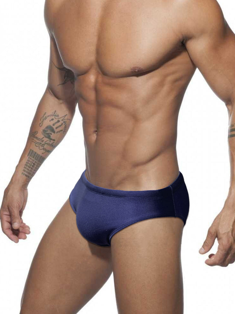Men's Seamless Comfort Solid Color Shiny Swim Briefs | dmunderwear detail image 16