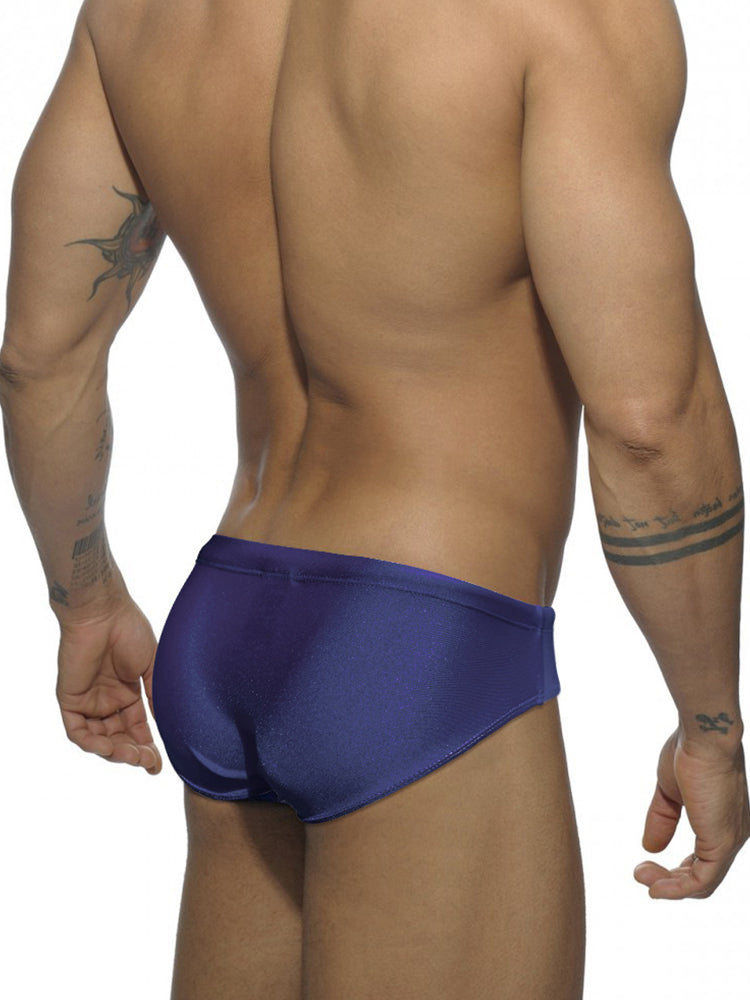 Men's Seamless Comfort Solid Color Shiny Swim Briefs | dmunderwear detail image 17