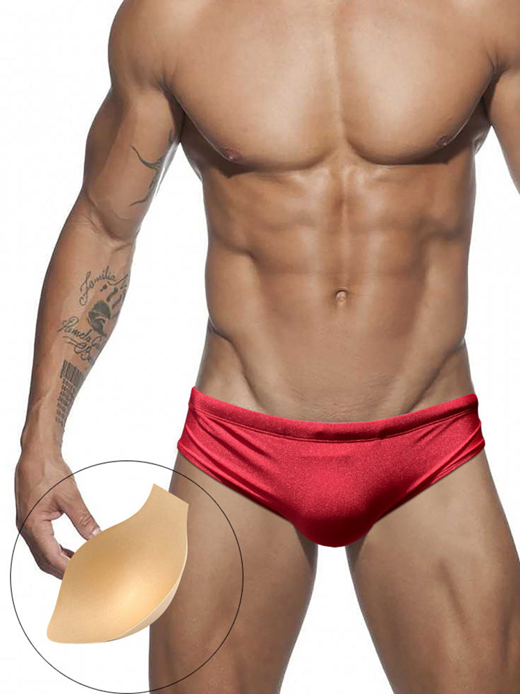 Men's Seamless Comfort Solid Color Shiny Swim Briefs | dmunderwear detail image 2