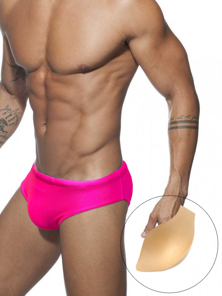 Men's Seamless Comfort Solid Color Shiny Swim Briefs | dmunderwear detail image 3