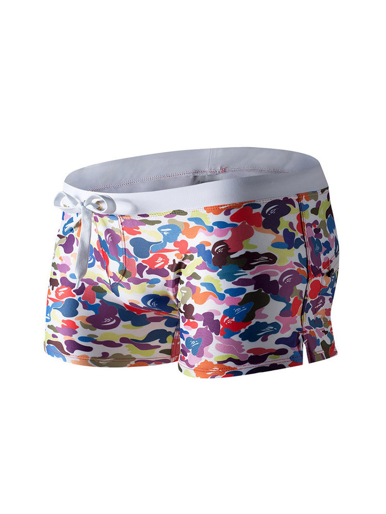 Men's Seamless Comfort Trendy Print Modern Cut Pocket Swim Trunks | dmunderwear detail image 12