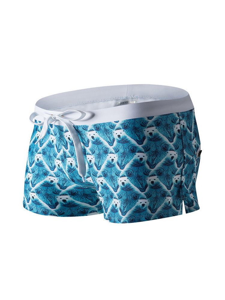 Men's Seamless Comfort Trendy Print Modern Cut Pocket Swim Trunks | dmunderwear detail image 2