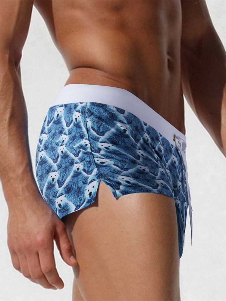 Men's Seamless Comfort Trendy Print Modern Cut Pocket Swim Trunks | dmunderwear detail image 3