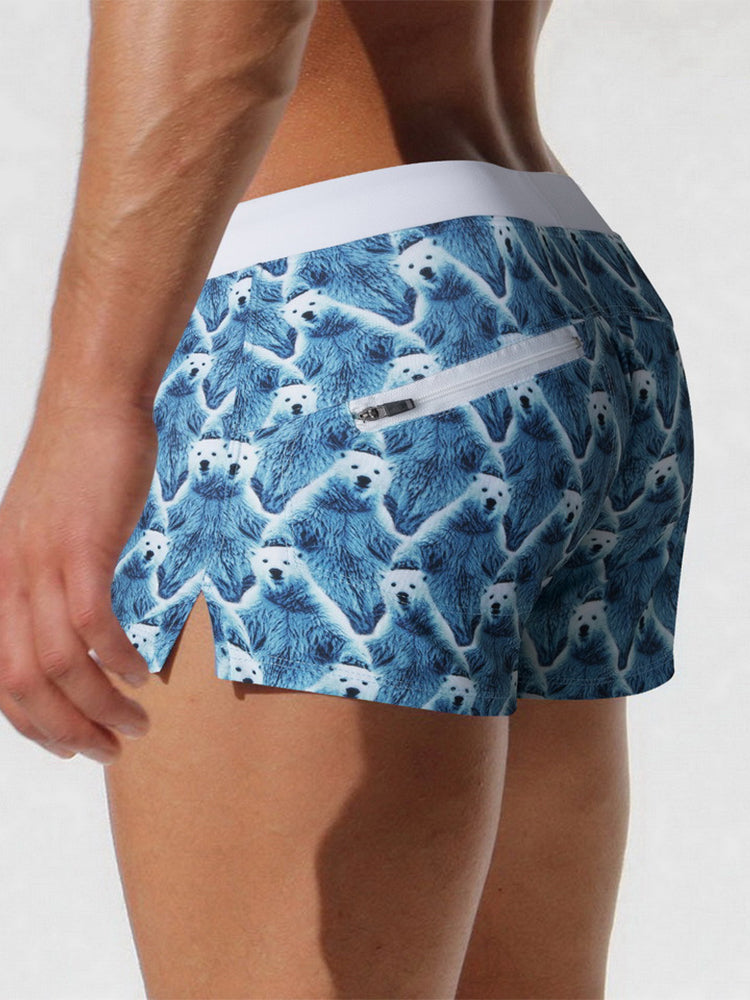 Men's Seamless Comfort Trendy Print Modern Cut Pocket Swim Trunks | dmunderwear detail image 4