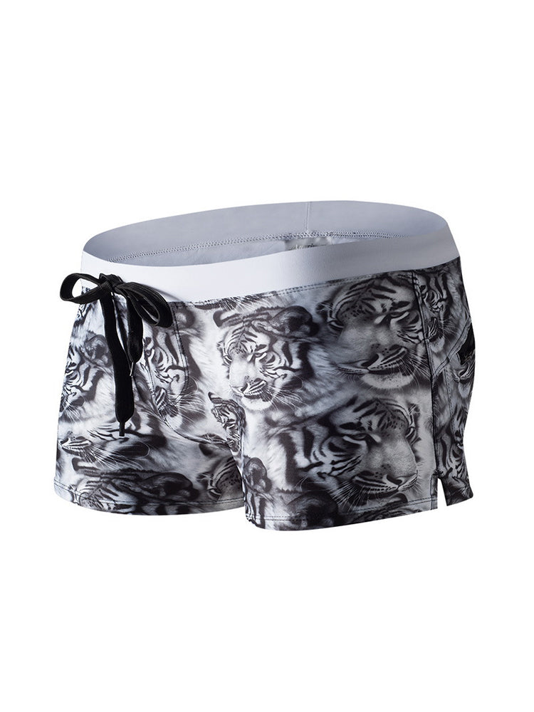 Men's Seamless Comfort Trendy Print Modern Cut Pocket Swim Trunks | dmunderwear detail image 7