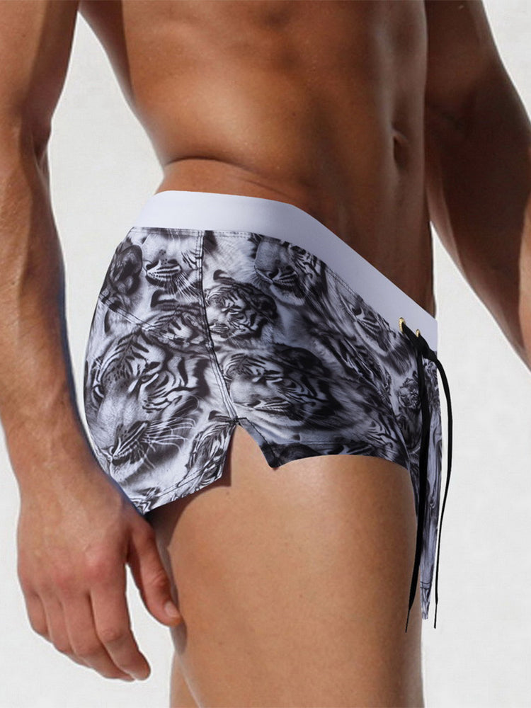 Men's Seamless Comfort Trendy Print Modern Cut Pocket Swim Trunks | dmunderwear detail image 8