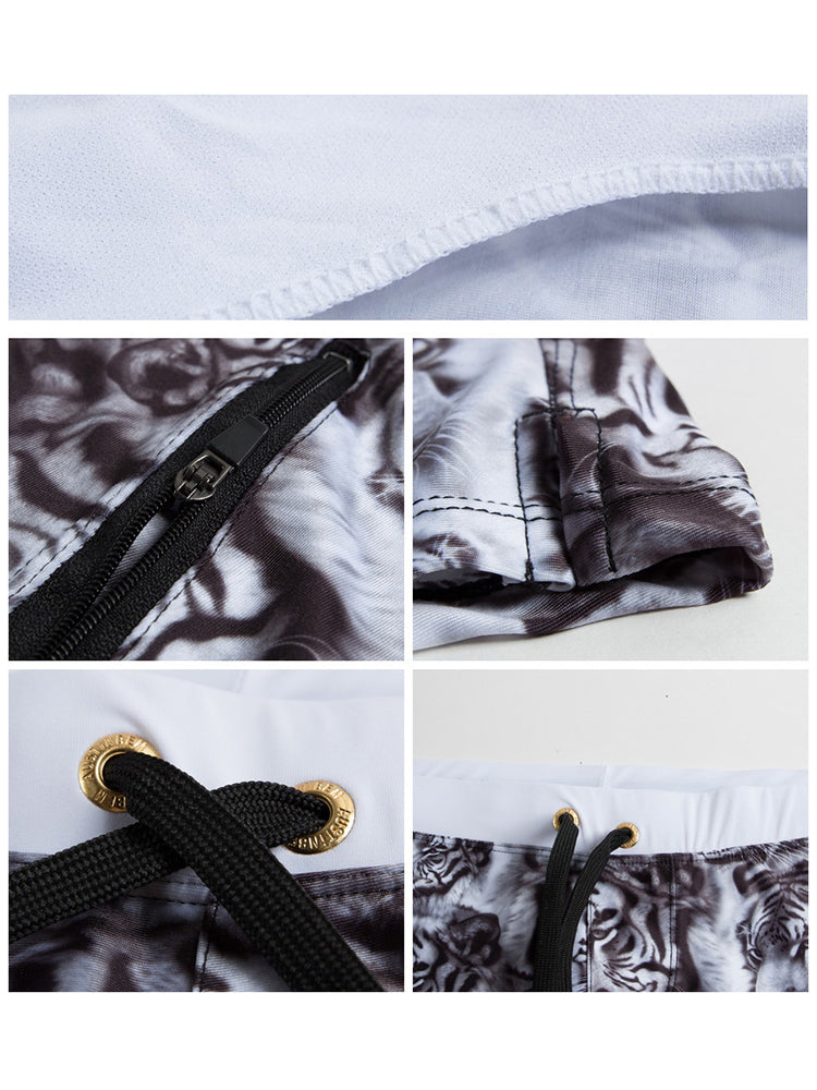 Men's Seamless Comfort Trendy Print Modern Cut Pocket Swim Trunks | dmunderwear detail image 9