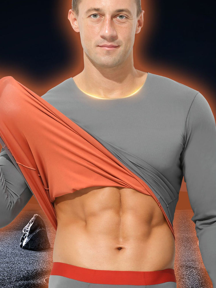Men's Seamless Double-sided Round Neck Thermal Underwear Set | dmunderwear detail image 10