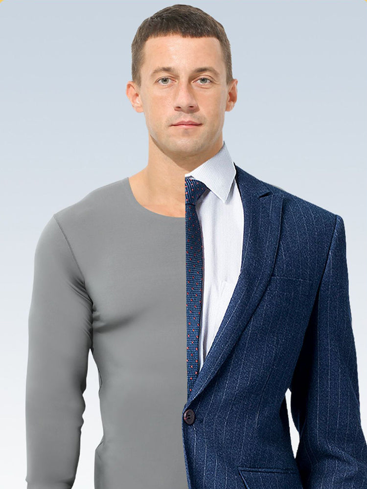 Men's Seamless Double-sided Round Neck Thermal Underwear Set | dmunderwear detail image 12