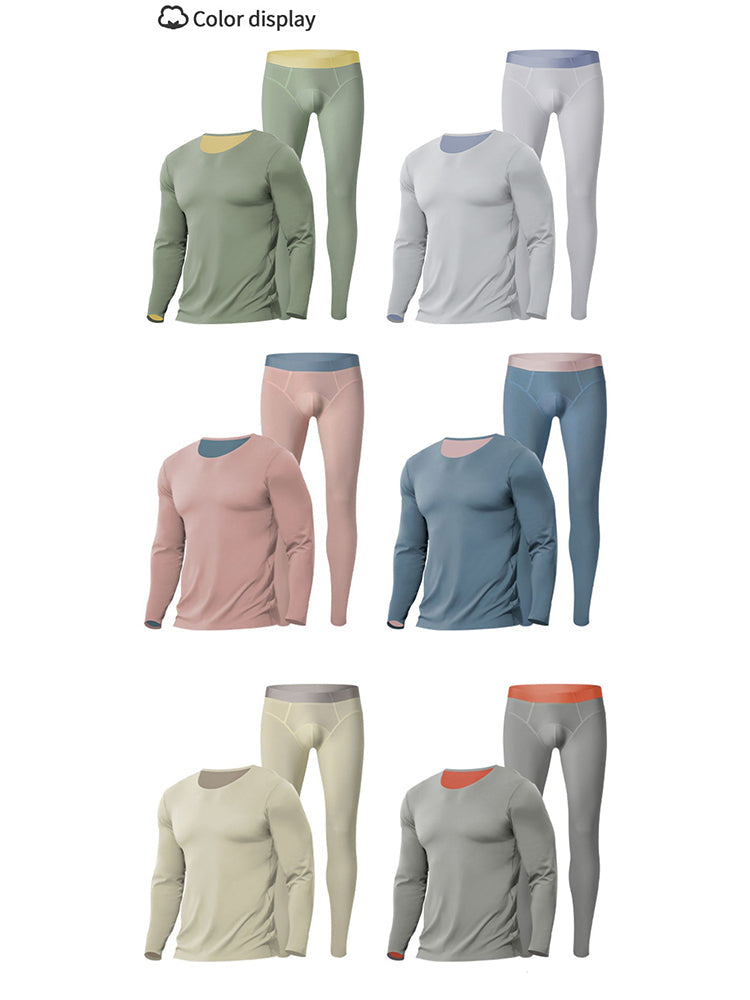 Men's Seamless Double-sided Round Neck Thermal Underwear Set | dmunderwear detail image 17