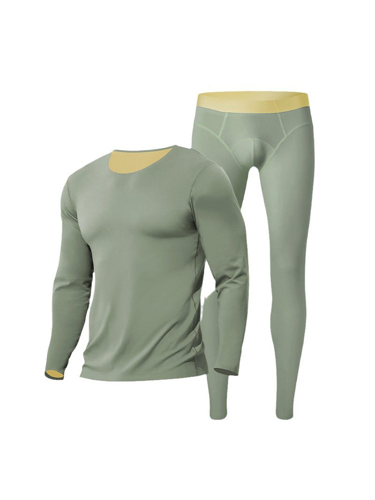 Men's Seamless Double-sided Round Neck Thermal Underwear Set | dmunderwear detail image 18