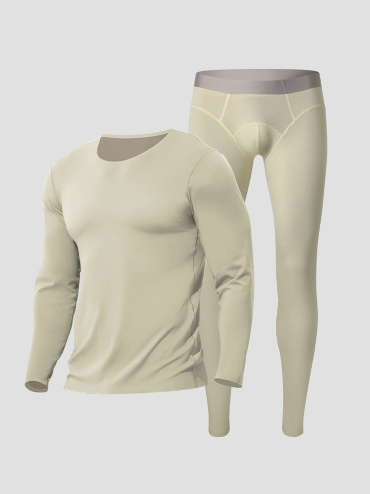 Men's Seamless Double-sided Round Neck Thermal Underwear Set | dmunderwear detail image 20