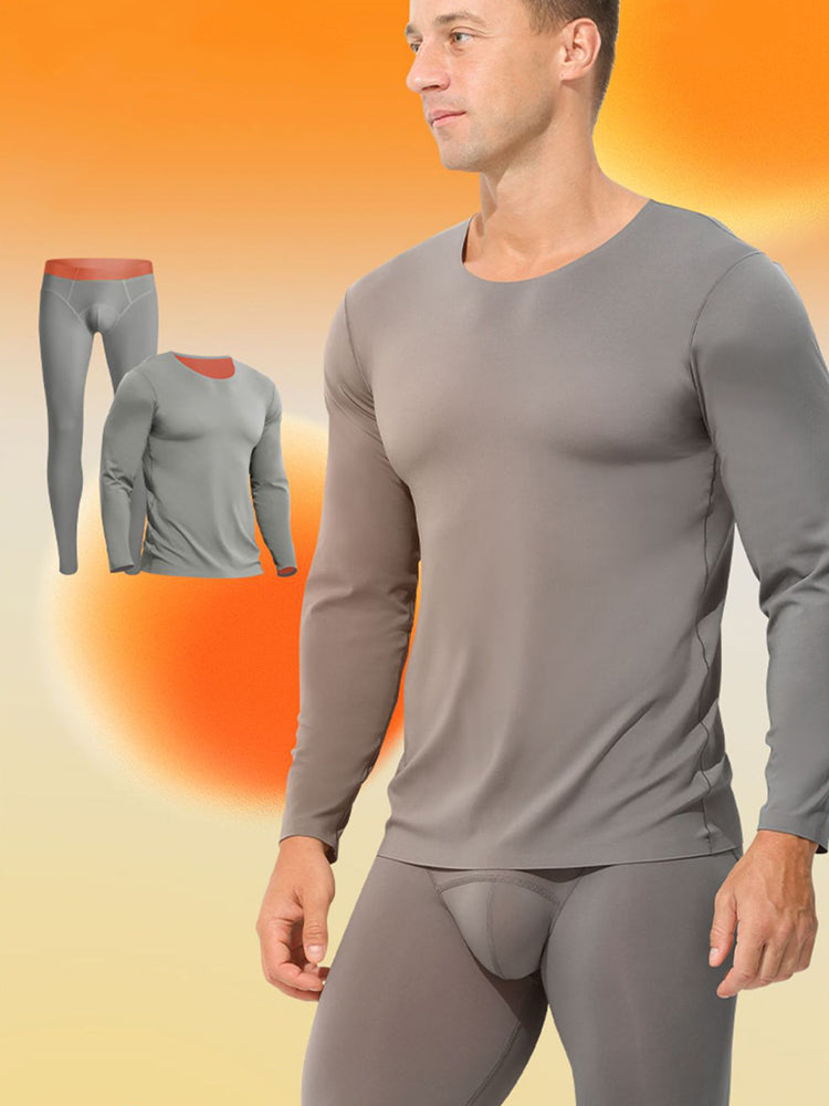 Men's Seamless Double-sided Round Neck Thermal Underwear Set | dmunderwear detail image 3