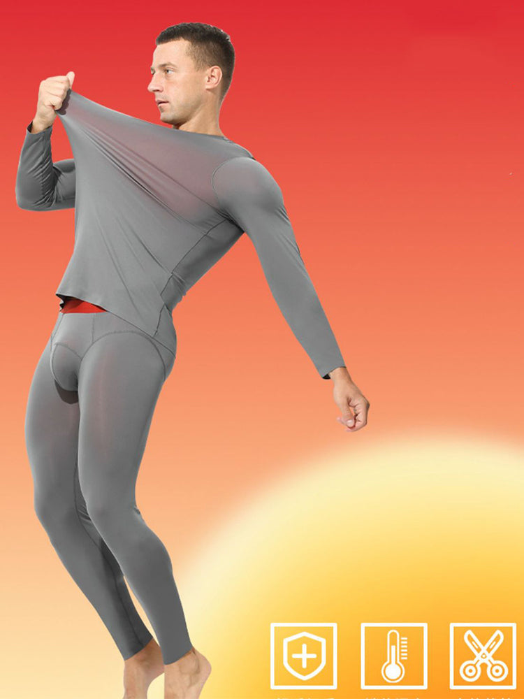 Men's Seamless Double-sided Round Neck Thermal Underwear Set | dmunderwear detail image 5