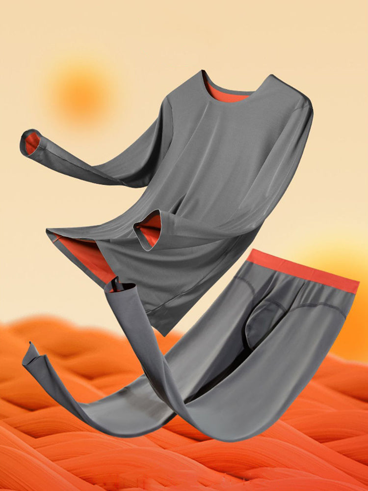 Men's Seamless Double-sided Round Neck Thermal Underwear Set | dmunderwear detail image 6