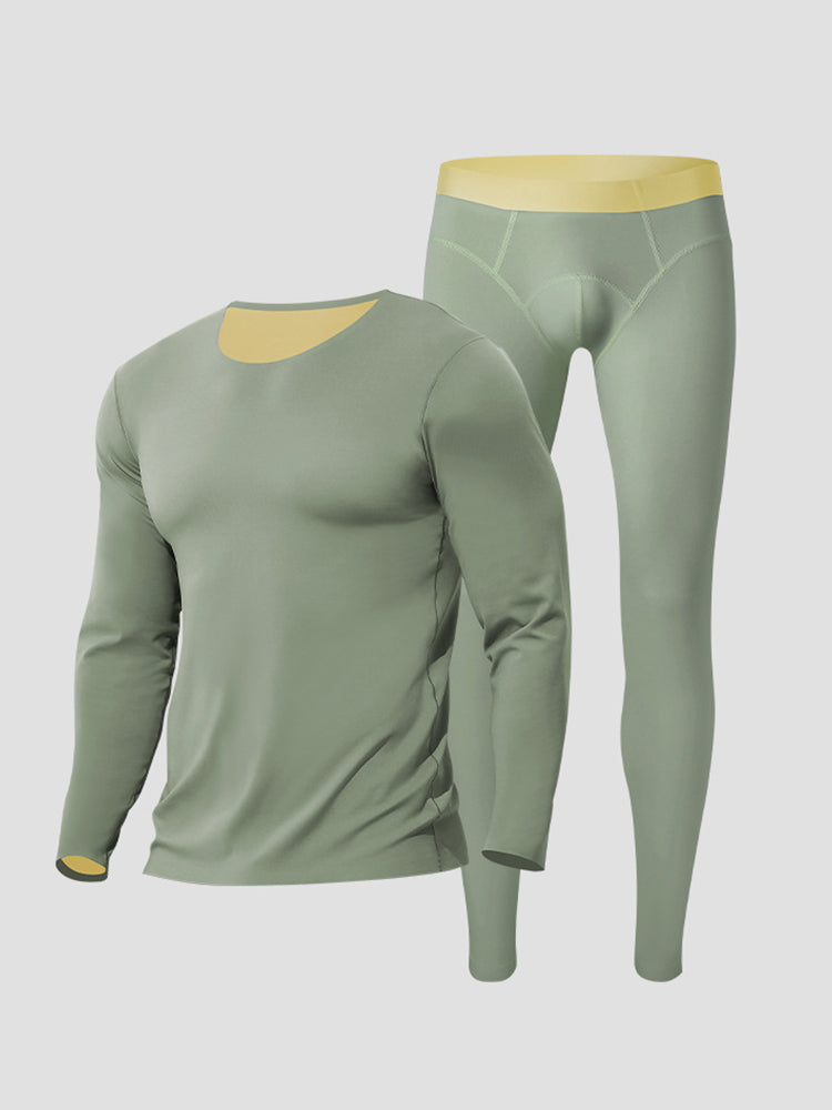 Men's Seamless Double-sided Round Neck Thermal Underwear Set | dmunderwear detail image 8