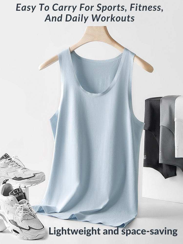 Men's Seamless Sports Fitness Vest Sleeveless Tank Top | dmunderwear detail image 12