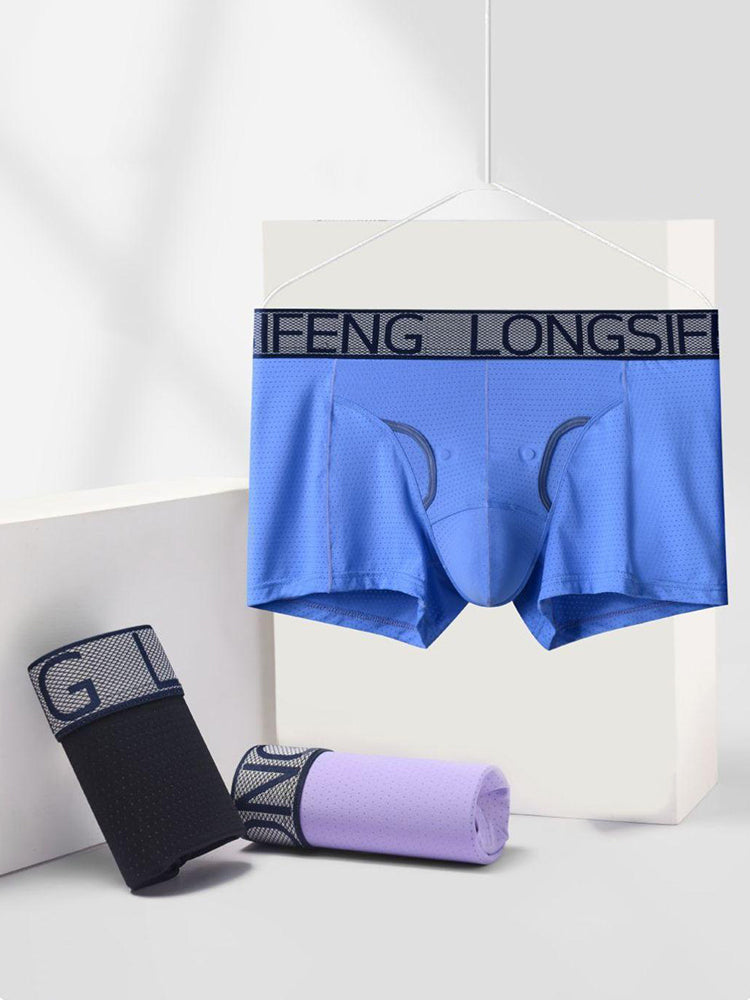 Men's Sexy Breathable Elastic Separated Pouch Trunks | dmunderwear detail image 14