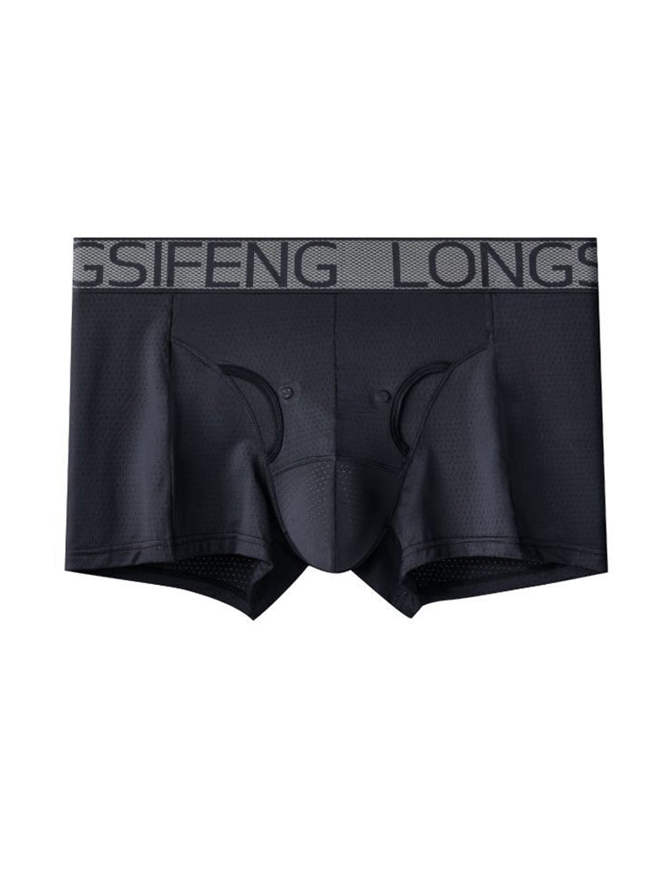 Men's Sexy Breathable Elastic Separated Pouch Trunks | dmunderwear detail image 2