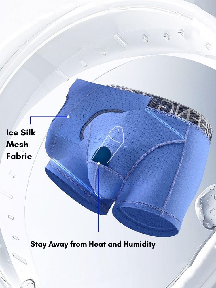 Men's Sexy Breathable Elastic Separated Pouch Trunks | dmunderwear detail image 3