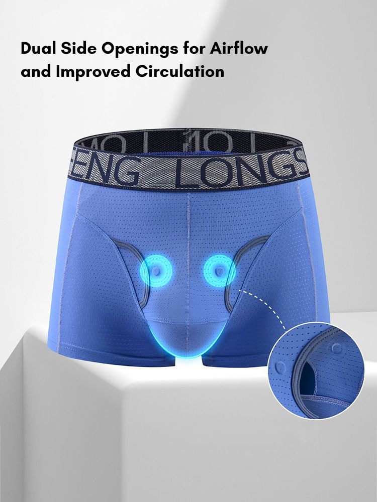 Men's Sexy Breathable Elastic Separated Pouch Trunks | dmunderwear detail image 5