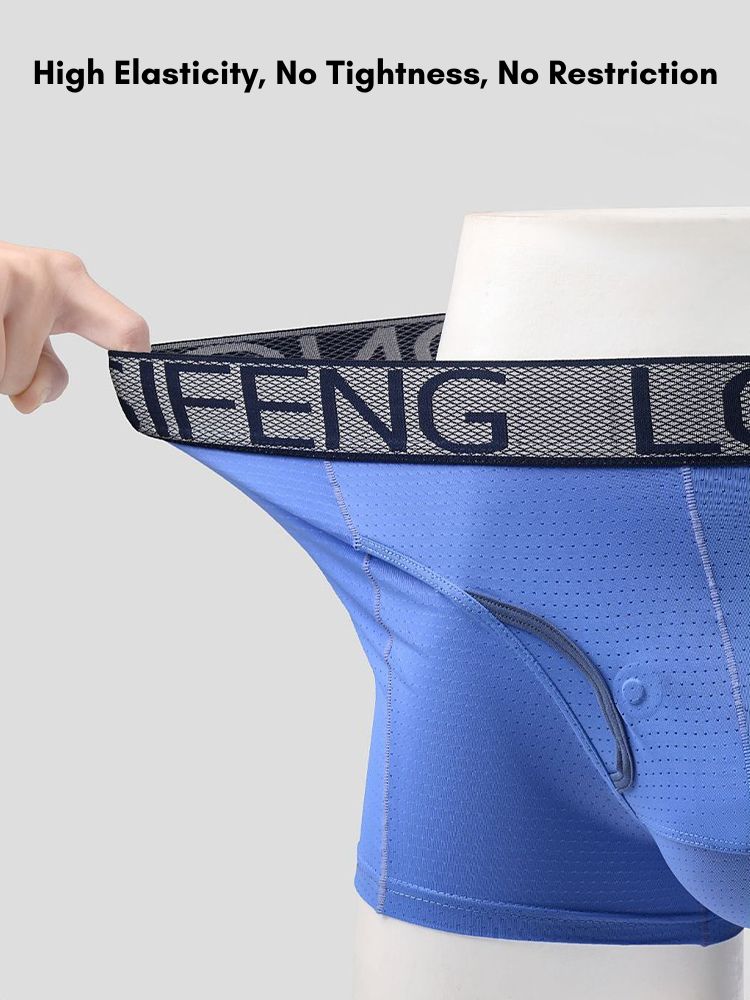 Men's Sexy Breathable Elastic Separated Pouch Trunks | dmunderwear detail image 7