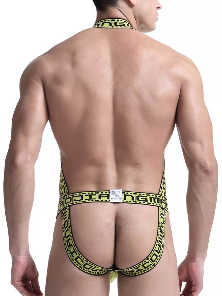 Men's Sexy Mesh U-convex Large Pouch Breathable Vest One-piece Suspender T-back | dmunderwear detail image 3