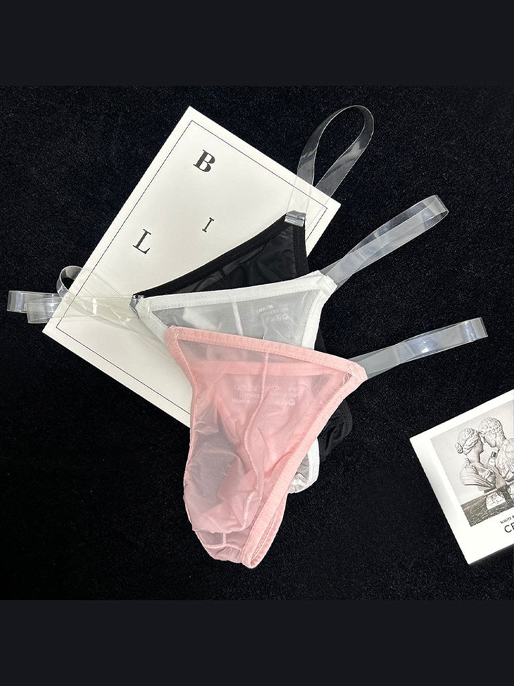 2 Pack Men's Sexy Seamless Semi-Transparent Thong & Strings | dmunderwear