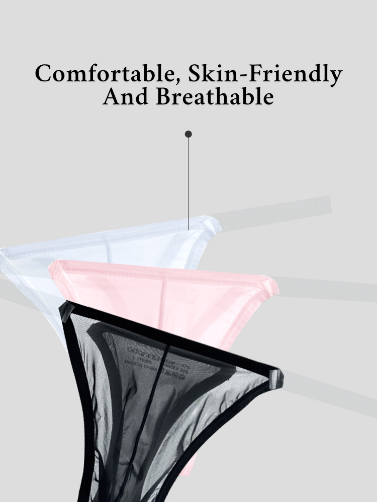 2 Pack Men's Sexy Seamless Semi-Transparent Thong & Strings | dmunderwear detail image 11