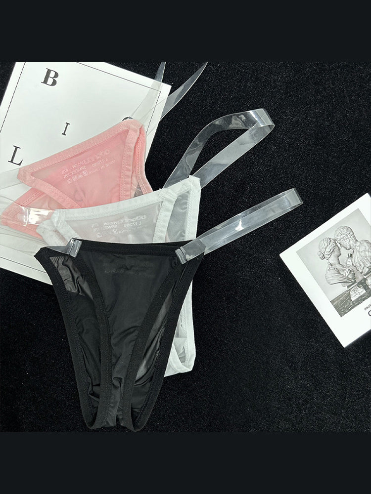 2 Pack Men's Sexy Seamless Semi-Transparent Thong & Strings | dmunderwear detail image 14