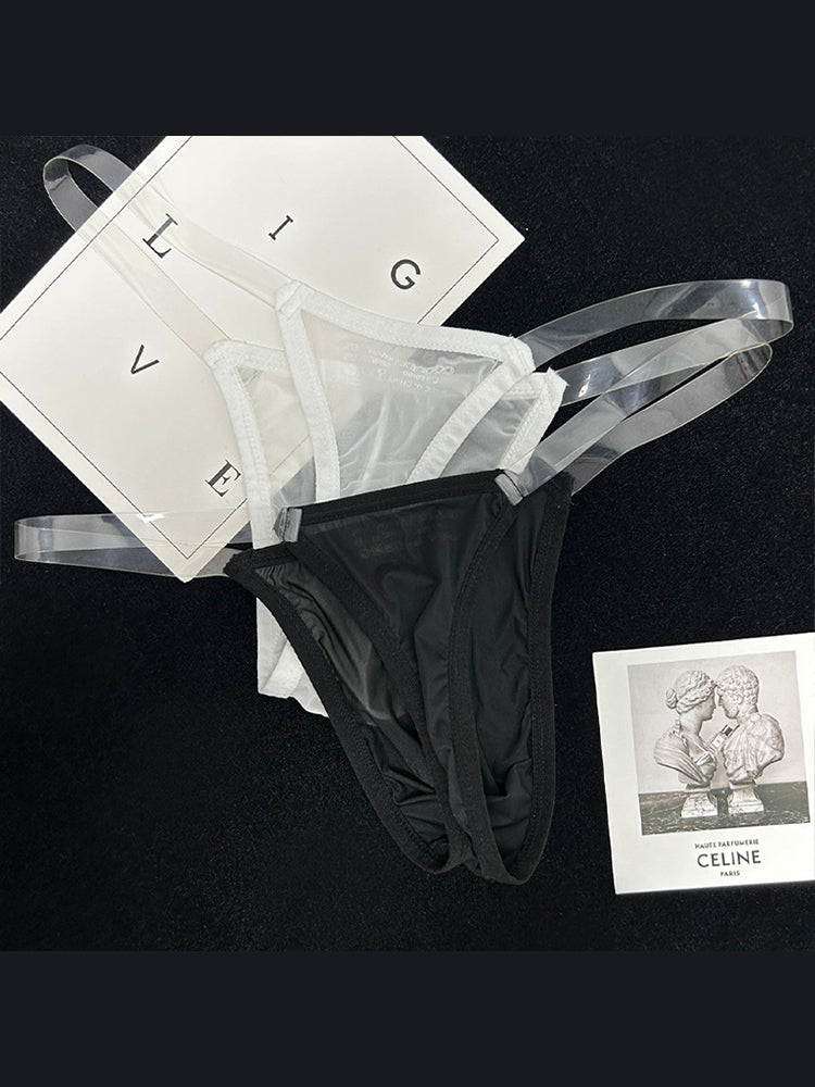 2 Pack Men's Sexy Seamless Semi-Transparent Thong & Strings | dmunderwear detail image 18