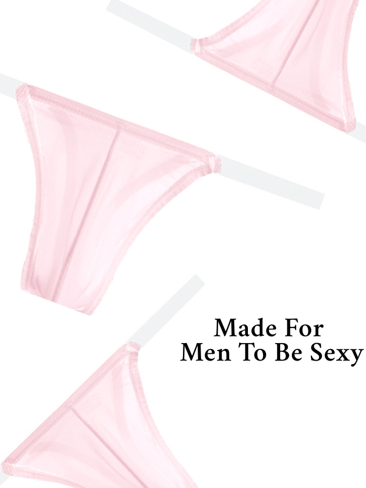 2 Pack Men's Sexy Seamless Semi-Transparent Thong & Strings | dmunderwear detail image 6