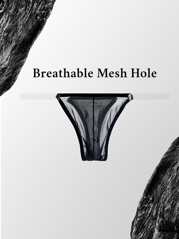 2 Pack Men's Sexy Seamless Semi-Transparent Thong & Strings | dmunderwear detail image 8
