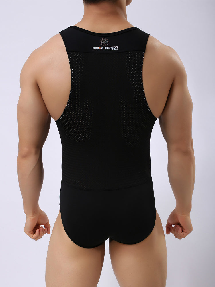 Mens Sexy Sheer Mesh Wrestling Bodysuit | dmunderwear detail image 15