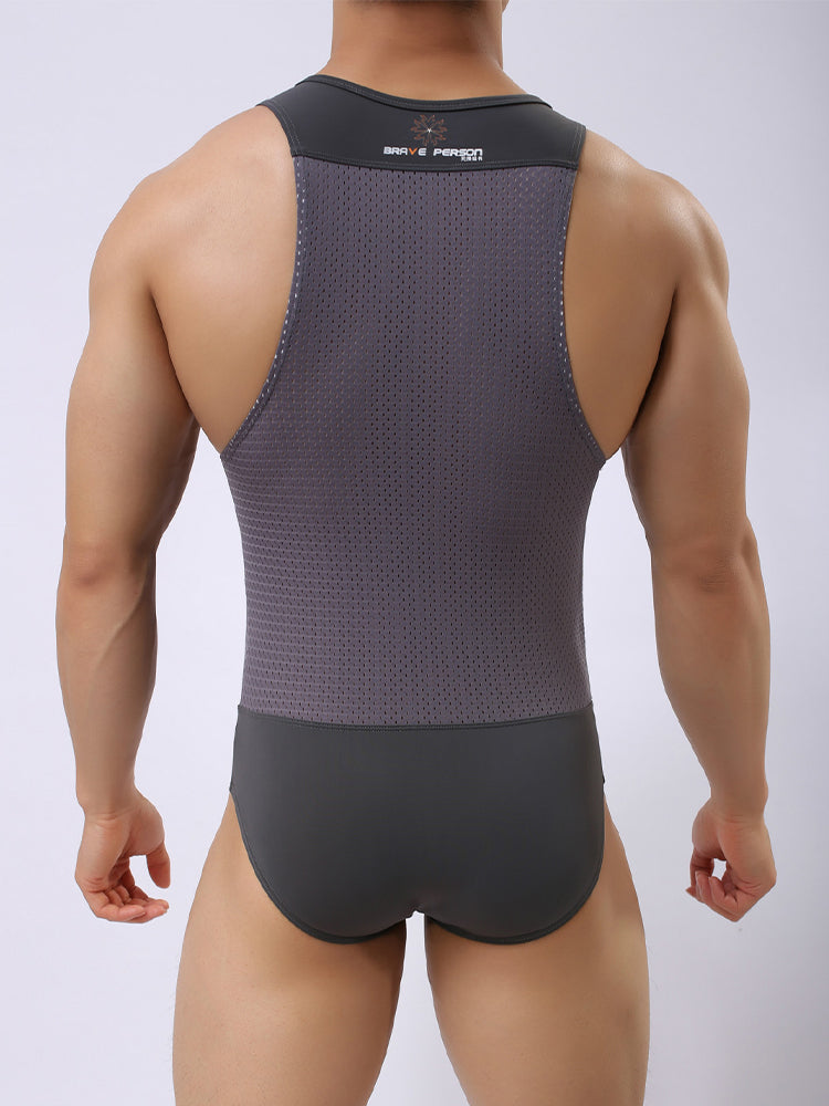 Mens Sexy Sheer Mesh Wrestling Bodysuit | dmunderwear detail image 20