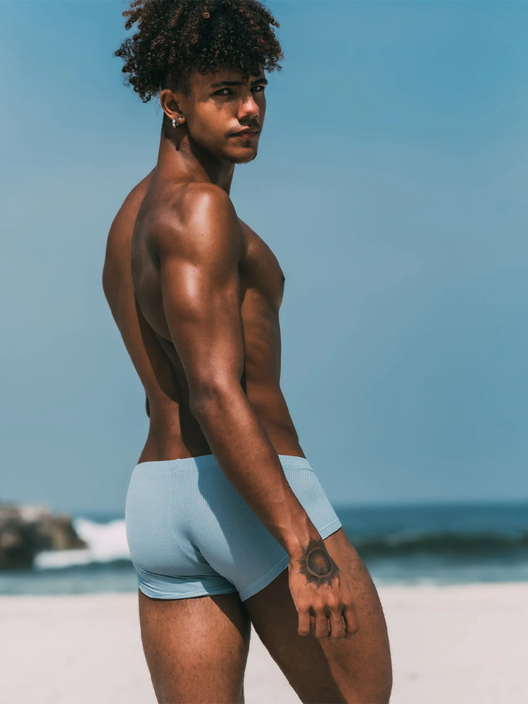 2 Pack Men's Sexy Short Legs Trunks With Large Pouch | dmunderwear detail image 4