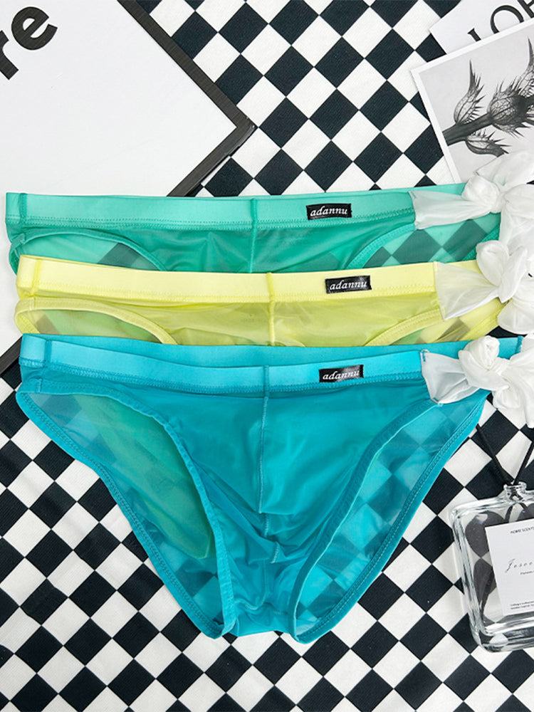 Men's Sexy Translucent Lace-up Briefs with Unfastened U-shaped Large Pouch | dmunderwear detail image 17