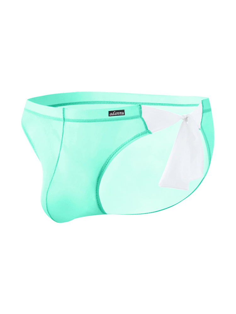 Men's Sexy Translucent Lace-up Briefs with Unfastened U-shaped Large Pouch | dmunderwear detail image 20