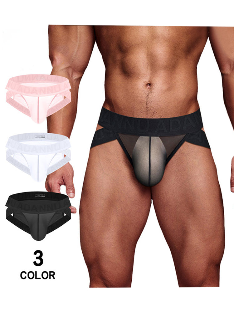 Men's Sheer Double Strap Sexy Bikini | dmunderwear detail image 3