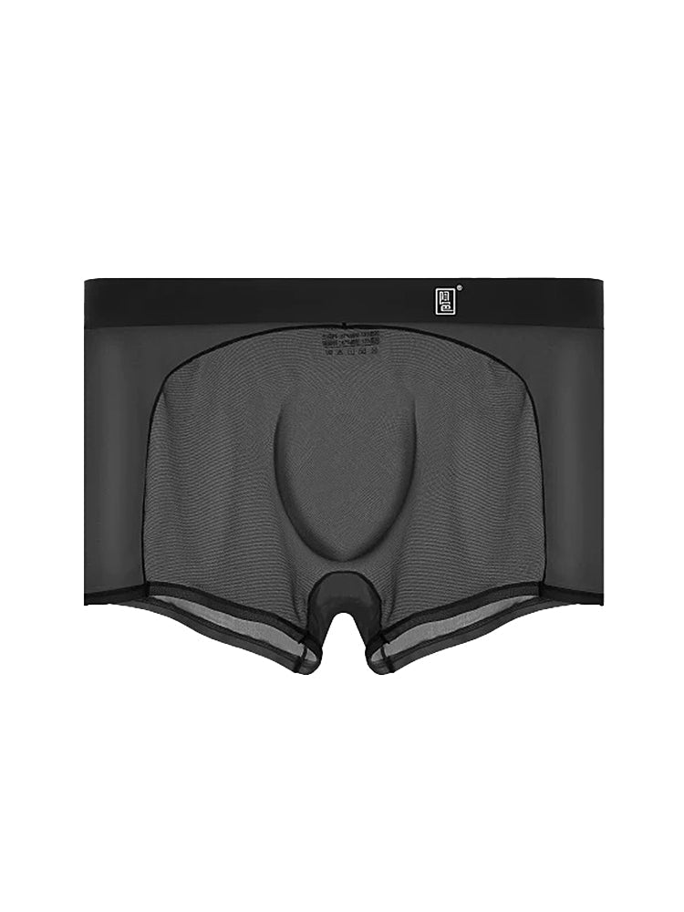 Men's Sheer Elegance Mesh Panels Breathable One-Piece Seamless Trunks | dmunderwear detail image 2