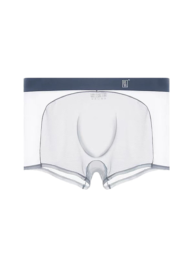 Men's Sheer Elegance Mesh Panels Breathable One-Piece Seamless Trunks | dmunderwear detail image 9
