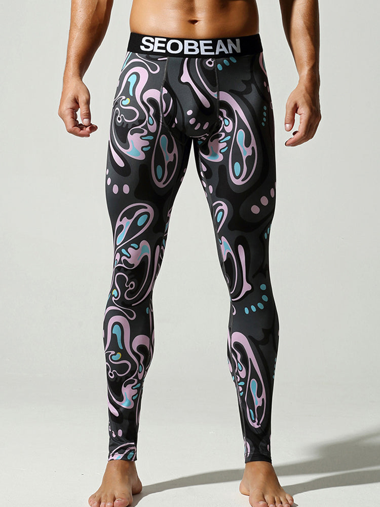 Men's Snug-Fit Fashion Graphic Low-Rise Slim-Fit Enhancing Support Thermal Bottoms | dmunderwear