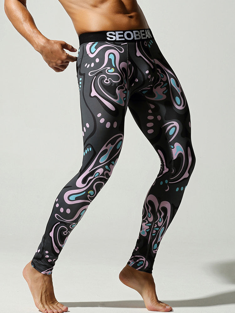 Men's Snug-Fit Fashion Graphic Low-Rise Slim-Fit Enhancing Support Thermal Bottoms | dmunderwear detail image 3