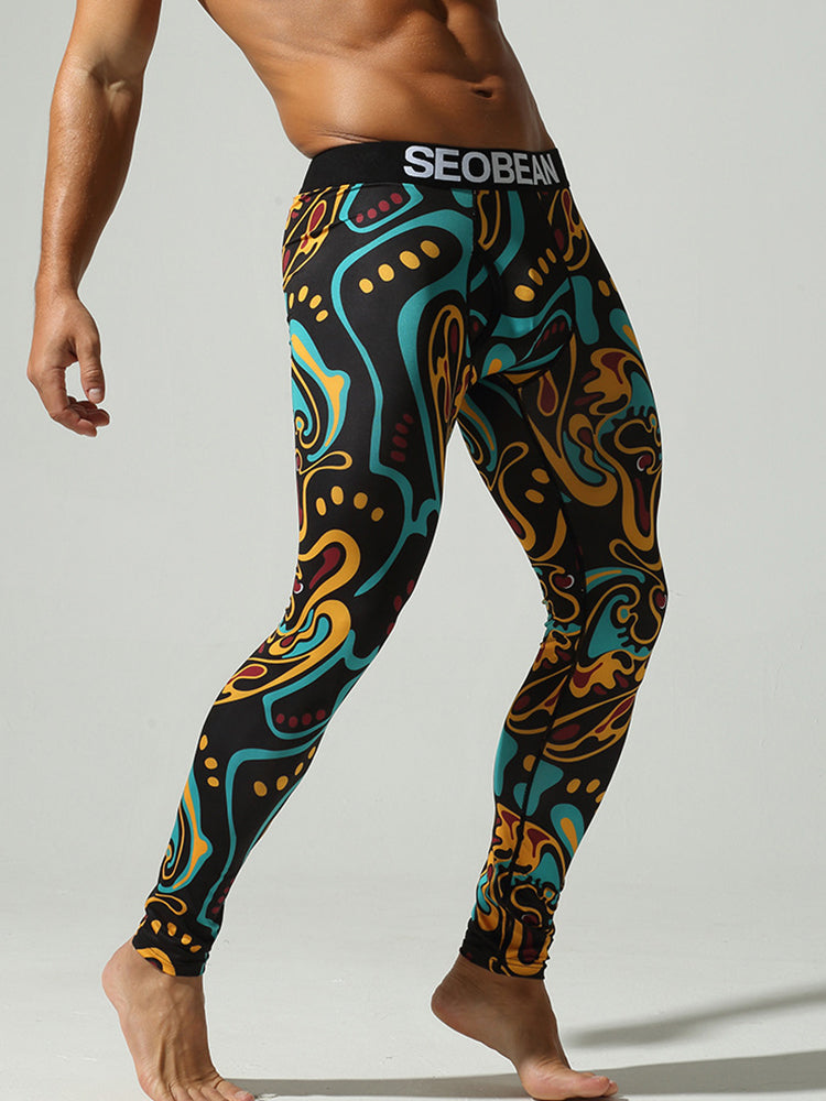 Men's Snug-Fit Fashion Graphic Low-Rise Slim-Fit Enhancing Support Thermal Bottoms | dmunderwear detail image 7